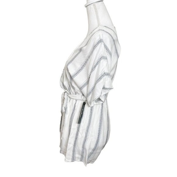Lulus Climb Aboard Grey and White Striped Romper Women’s Size Small - Picture 6 of 13